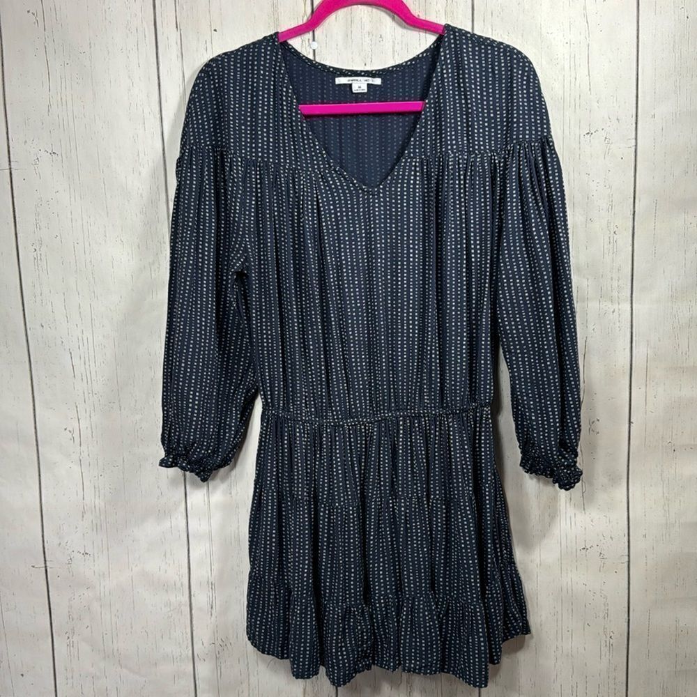 O’Neill Navy Blue Boho Tiered Mini Dress M Cottagecore Festival